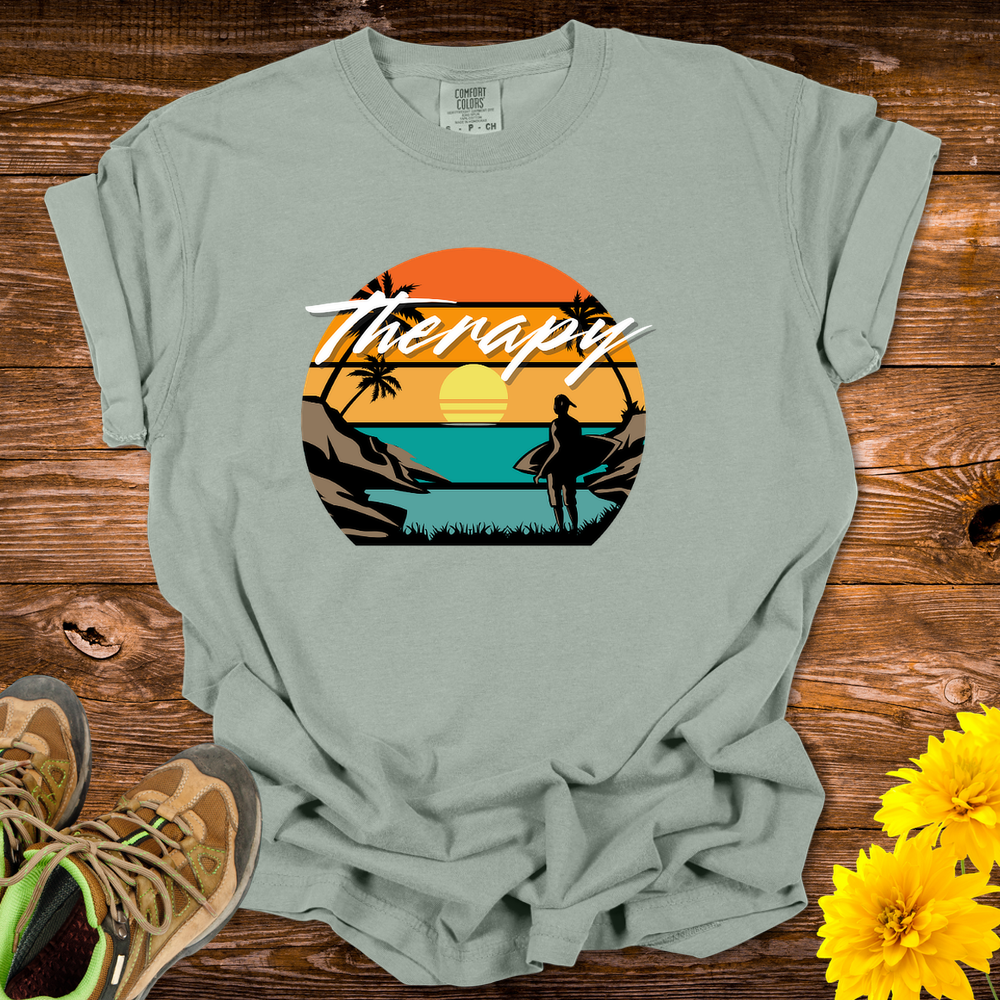 Surfing Therapy T-Shirt - Unisex Garment-Dyed - Bay