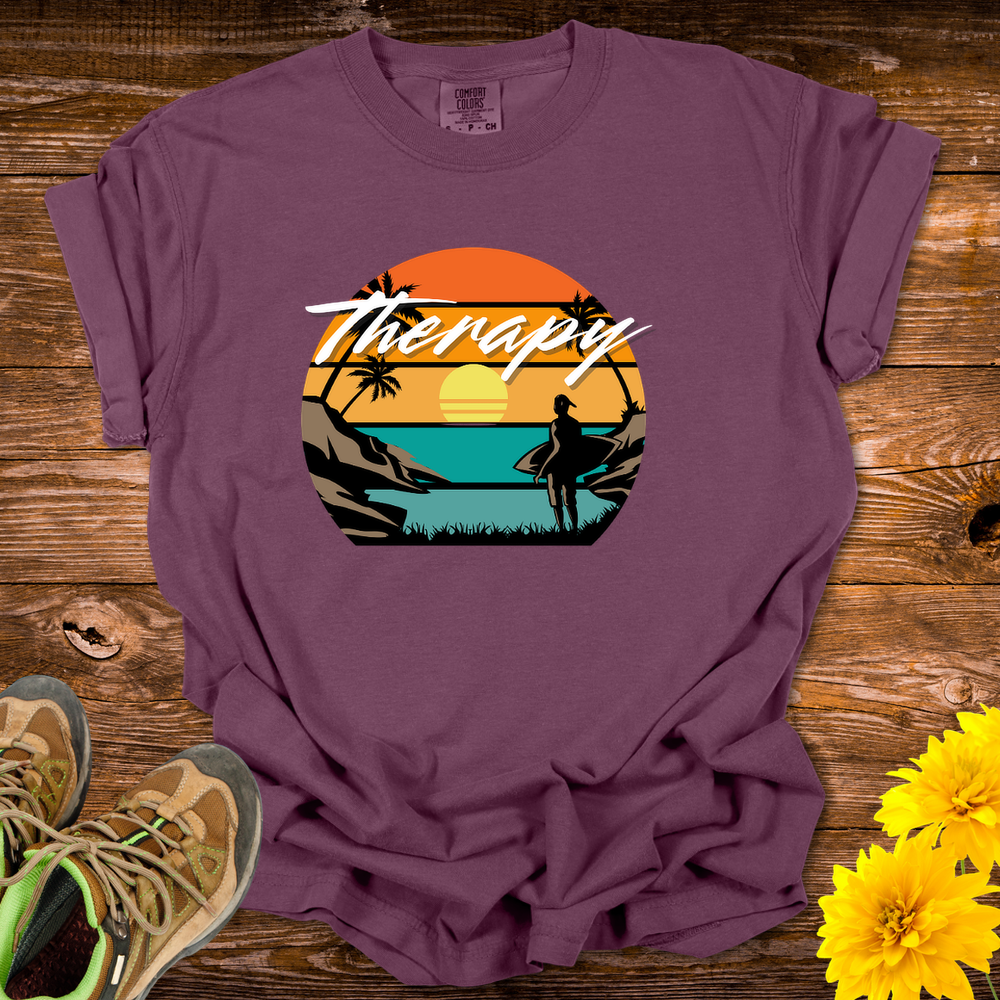 Surfing Therapy T-Shirt - Unisex Garment-Dyed - Berry