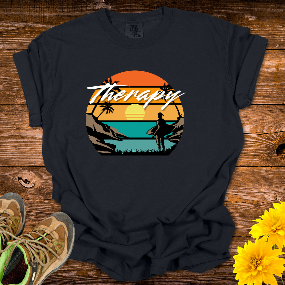 Surfing Therapy T-Shirt - Unisex Garment-Dyed - Black