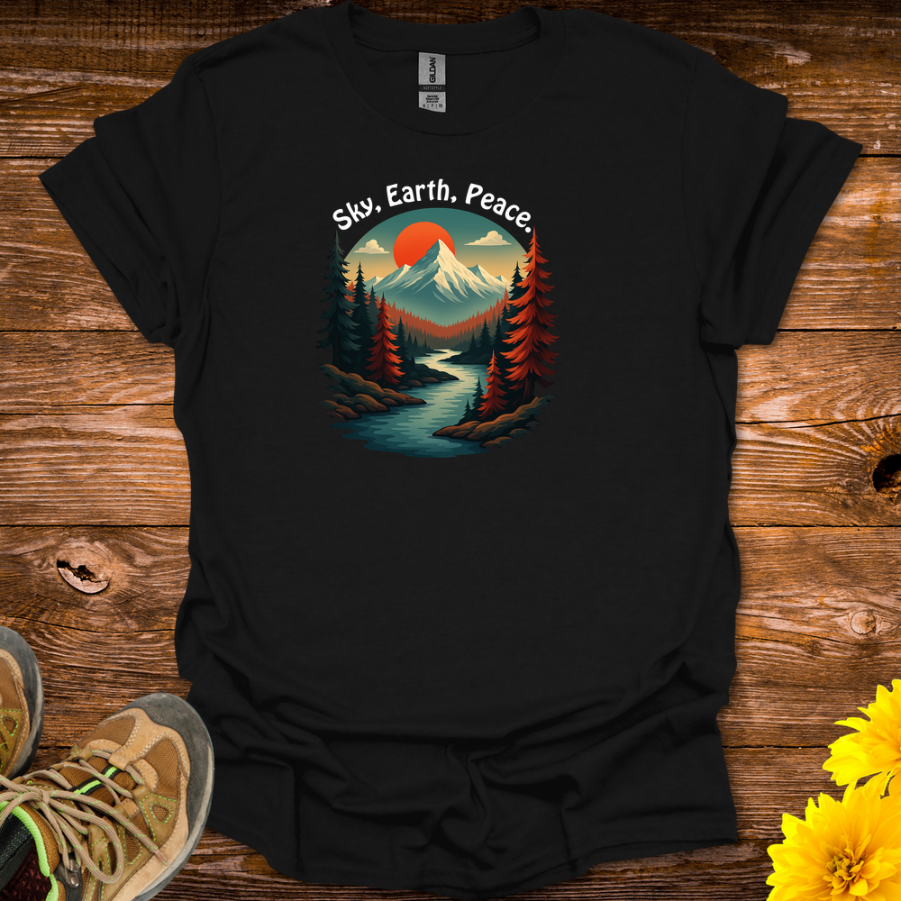Sky Earth Peace T-Shirt - Black