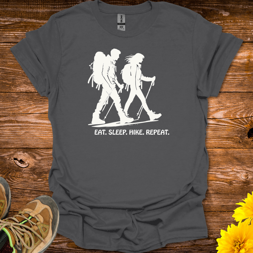 Eat Sleep Hike Repeat T-Shirt - Charcoal