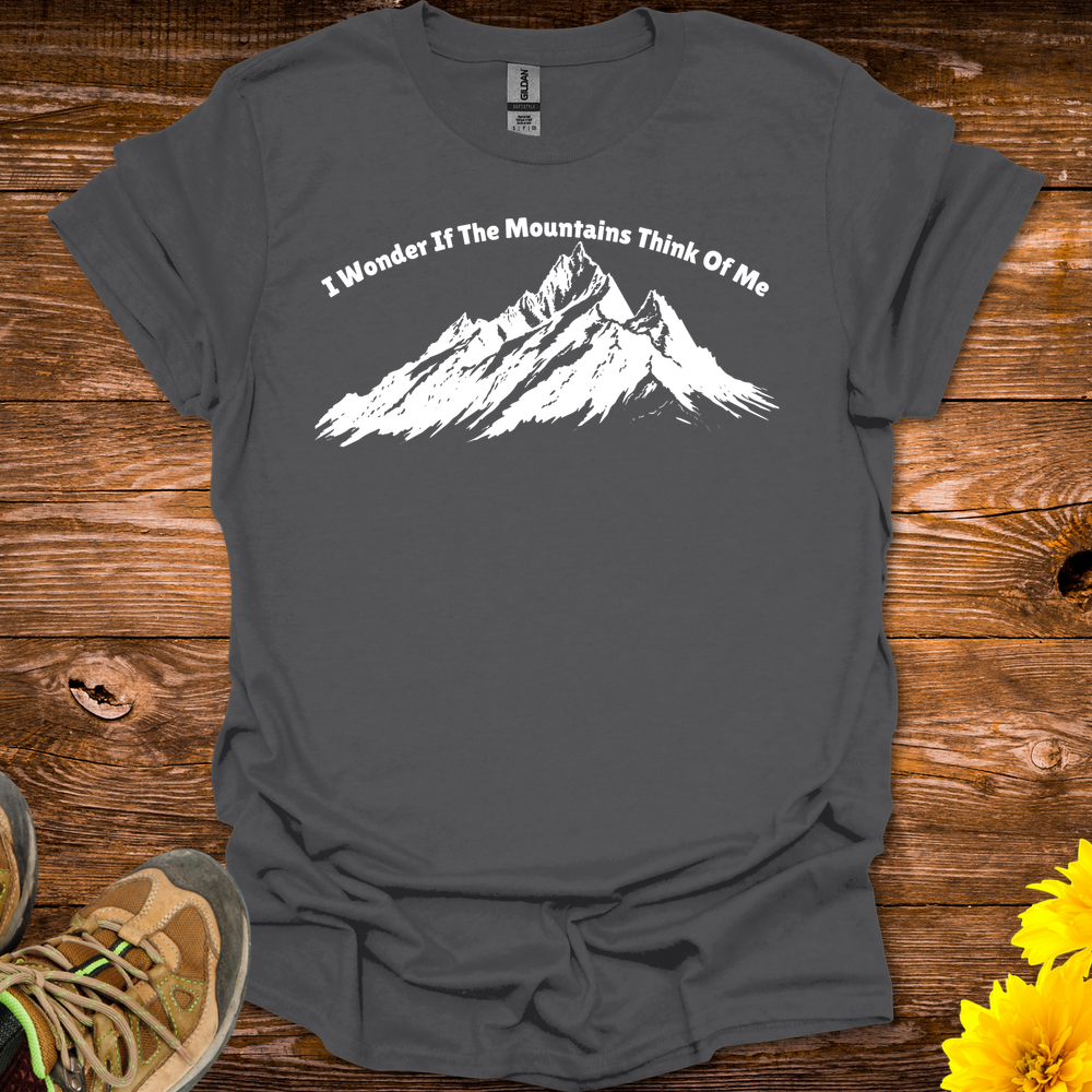I Wonder If The Mountains Think Of Me T Shirt - Charcoal