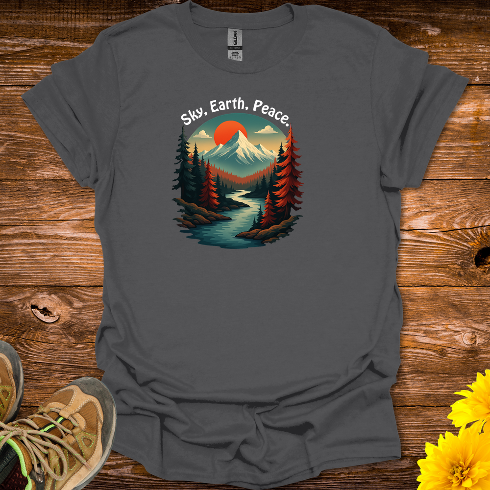 Sky Earth Peace T-Shirt - Charcoal