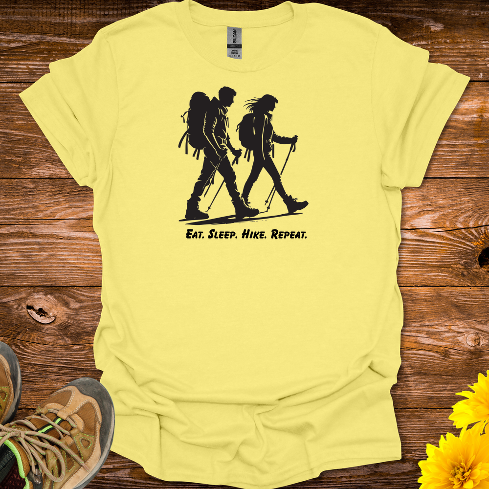 Eat Sleep Hike Repeat T-Shirt - Cornsilk