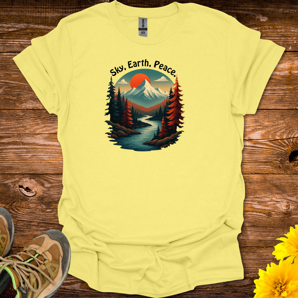 Sky Earth Peace T-Shirt - Cornsilk