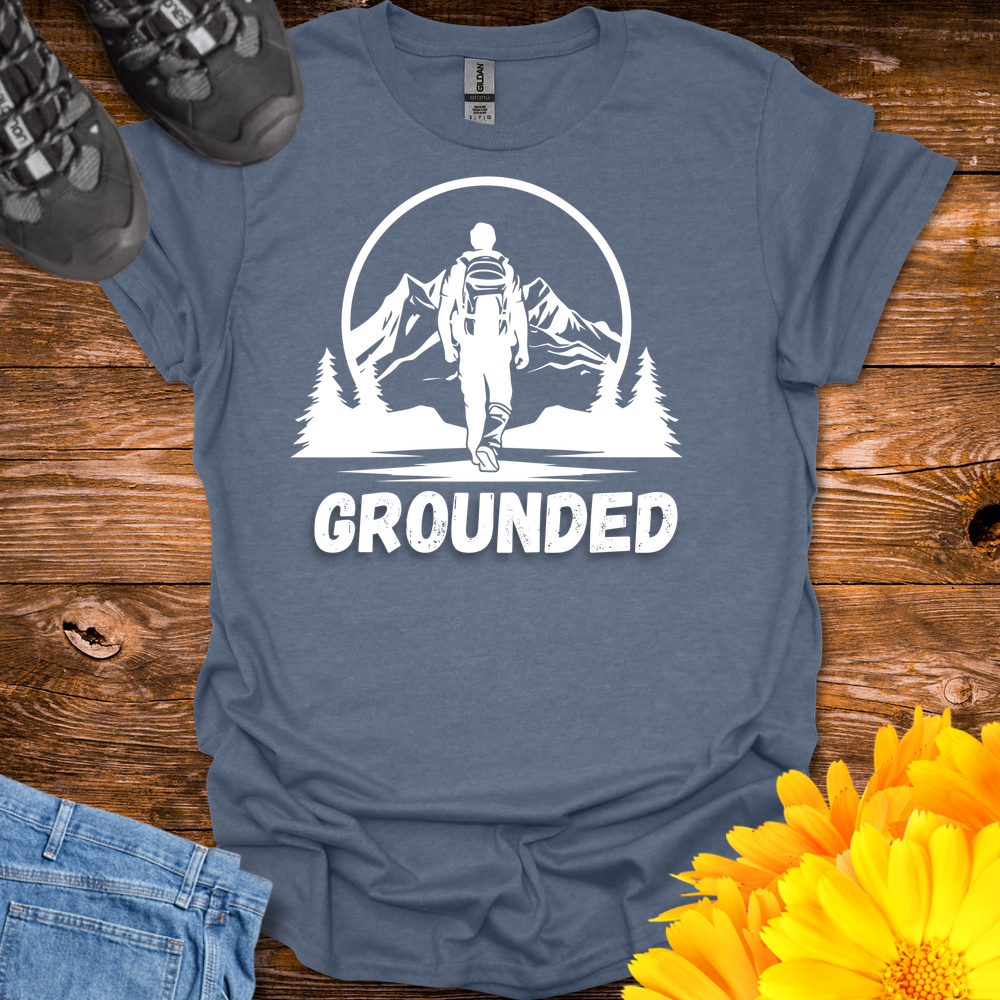 Grounded In the Mountains T-Shirt - Heather Indigo