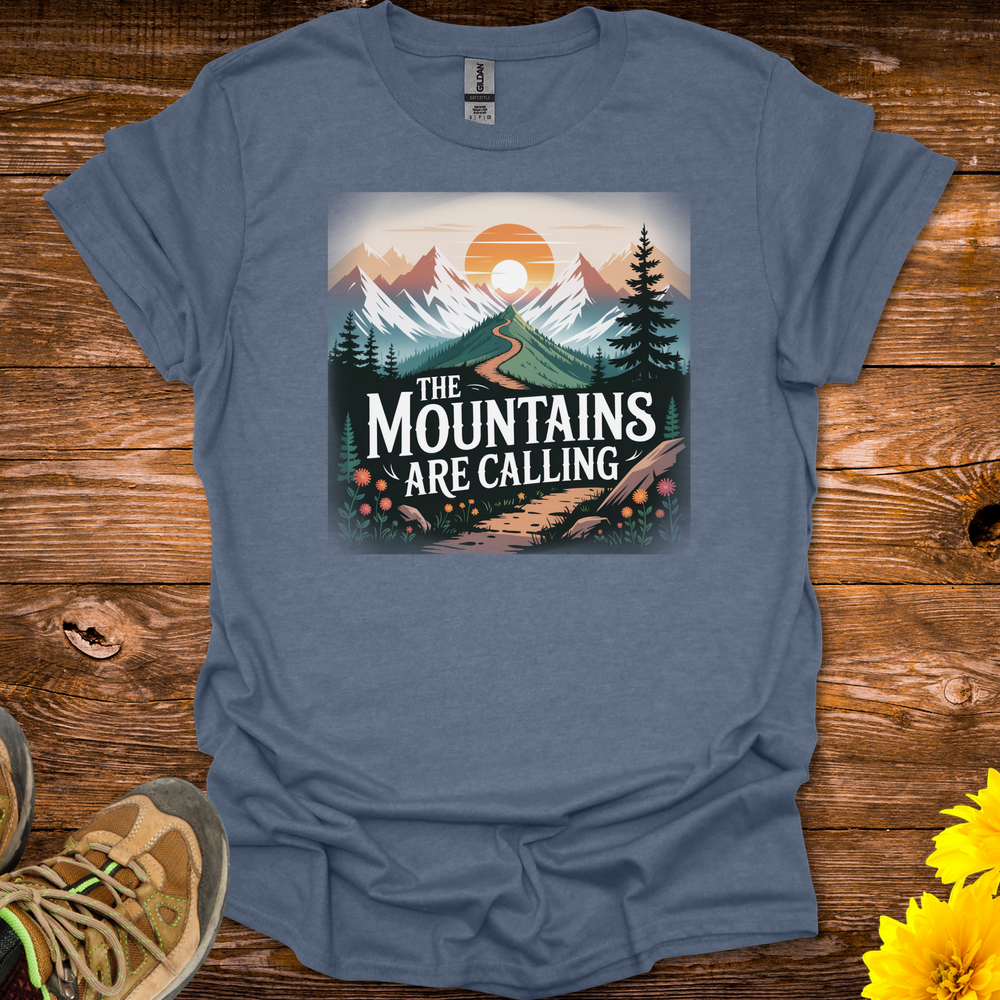 The Mountains Are Calling T-Shirt - Heather Indigo