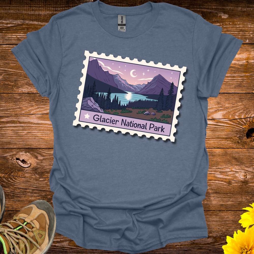 Glacier Natl Park T Shirt - Heather Indigo
