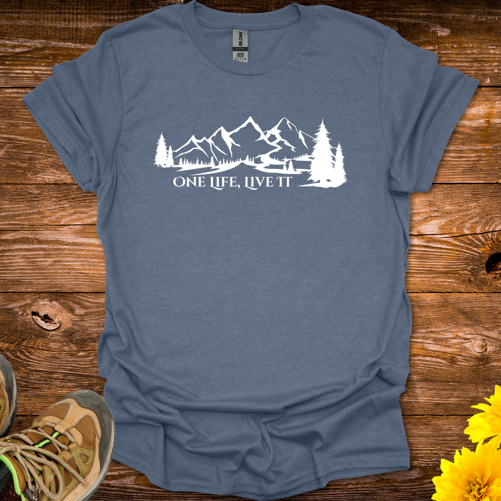 One Life Live It T-Shirt - Heather Indigo