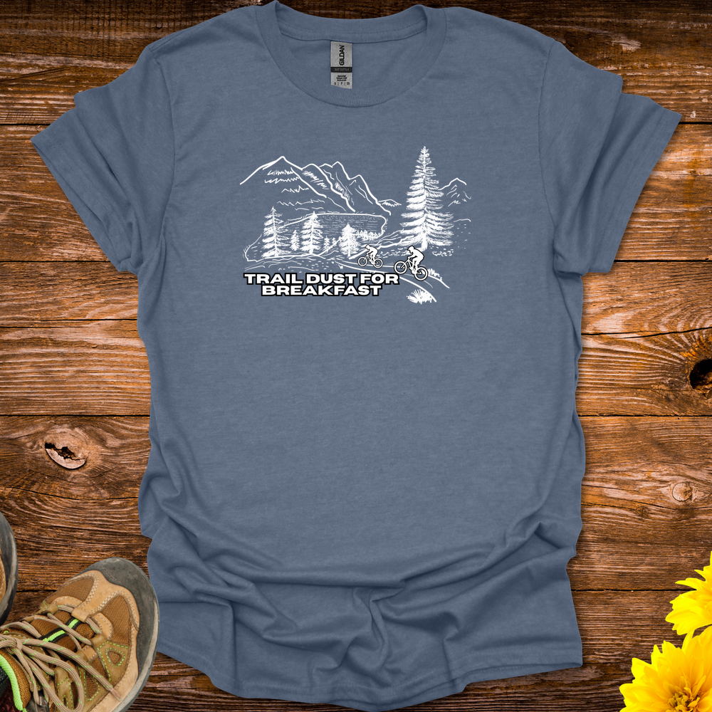 Trail Dust For Breakfast T-Shirt - Heather Indigo