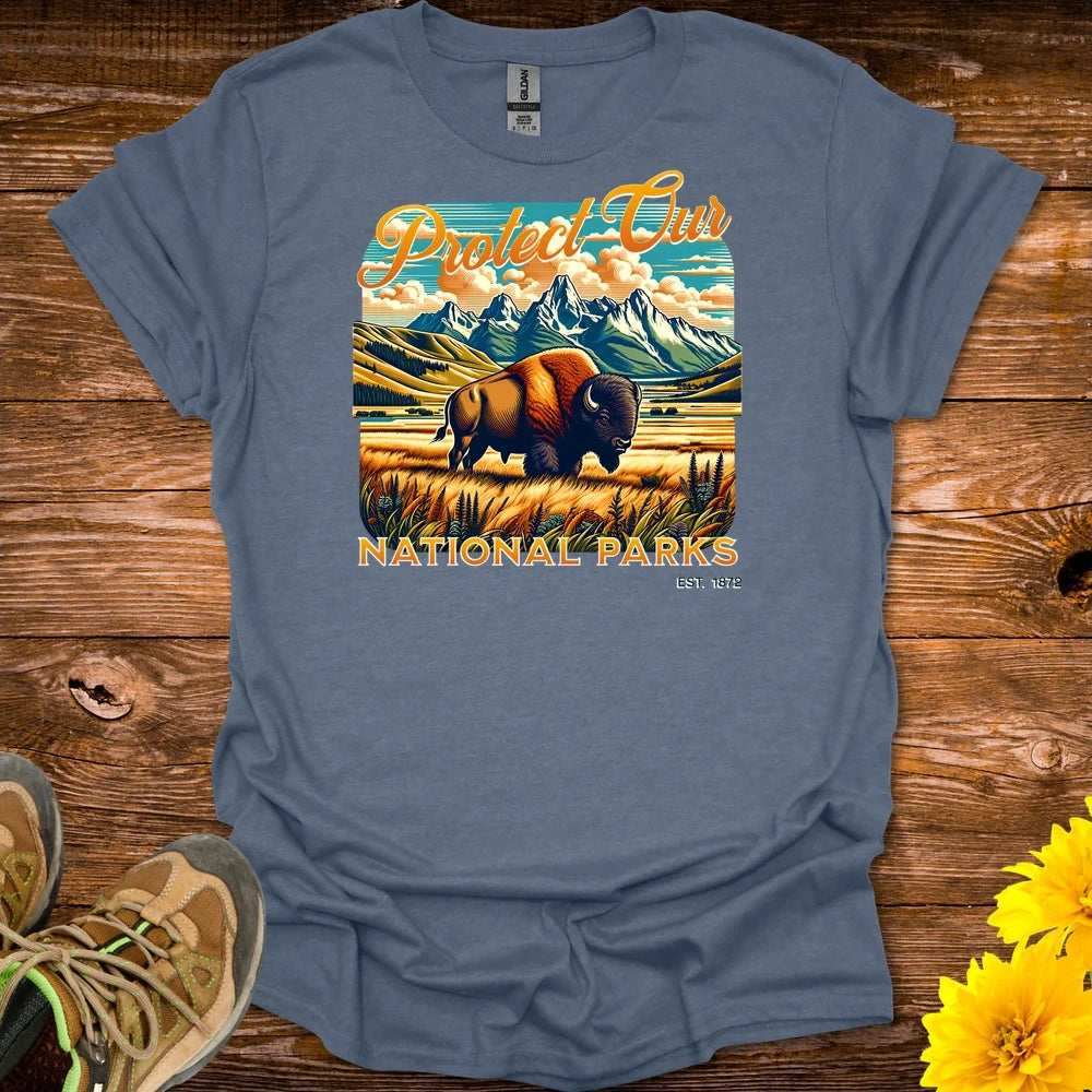 Protect Our National Parks T-Shirt - Heather Indigo