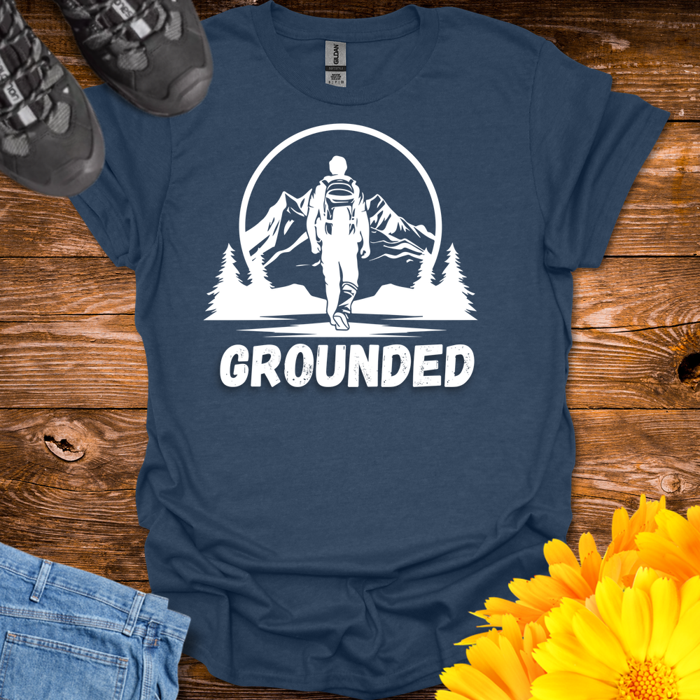 Grounded In the Mountains T-Shirt - Heather Navy