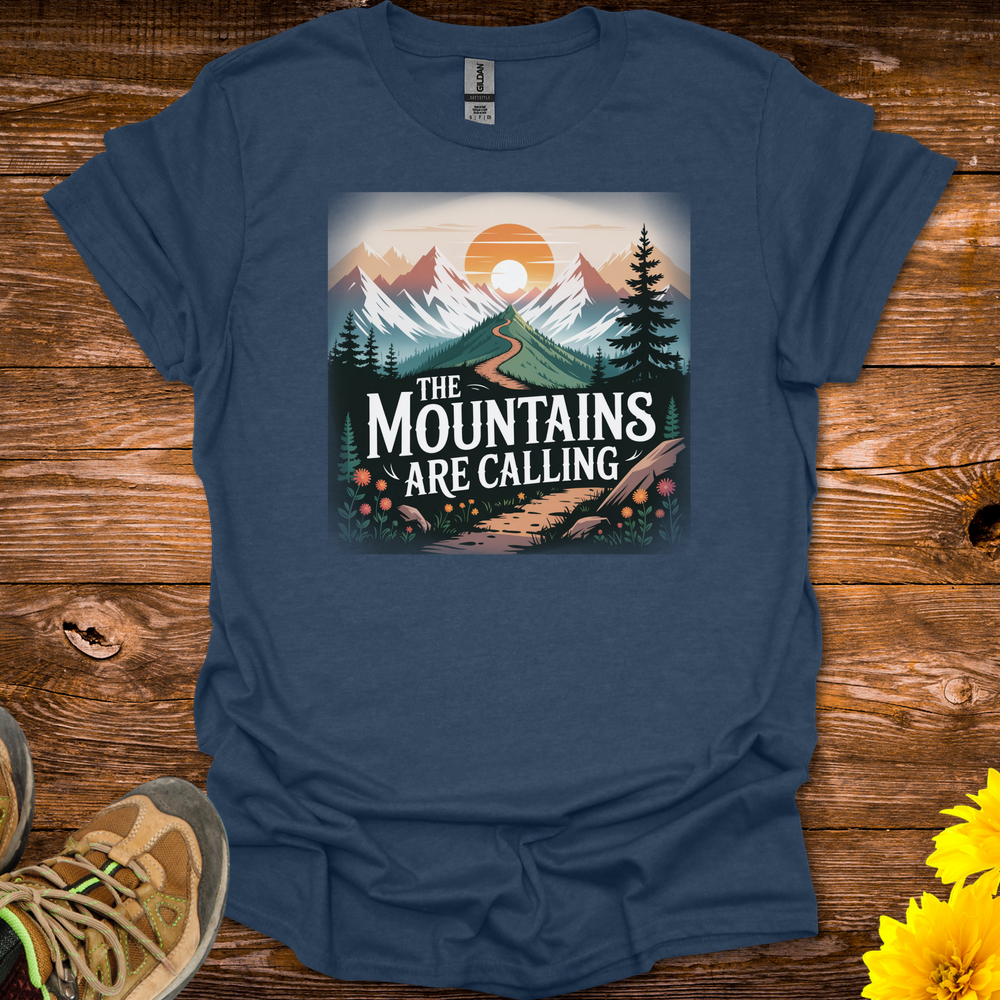 The Mountains Are Calling T-Shirt - Heather Navy