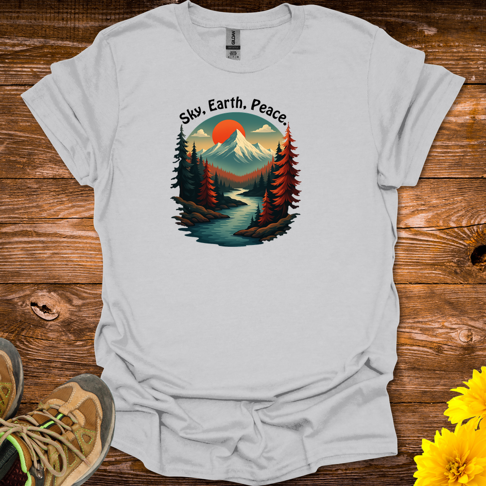 Sky Earth Peace T-Shirt - Ice Grey