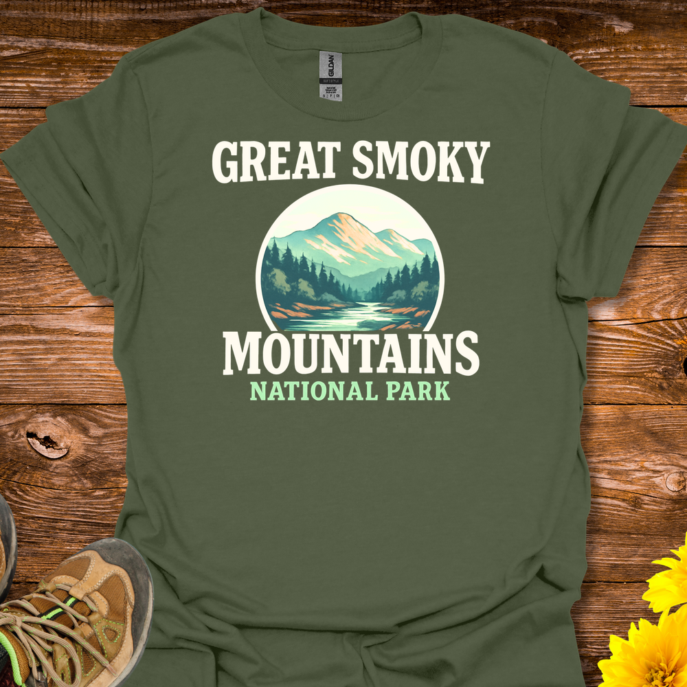 Great Smokey Mountains T-Shirt - Military Green