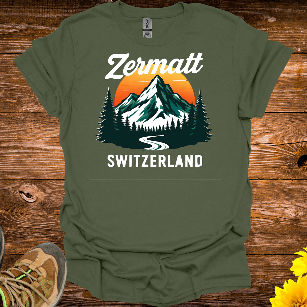 Zermatt Switzerland T-Shirt - Military Green