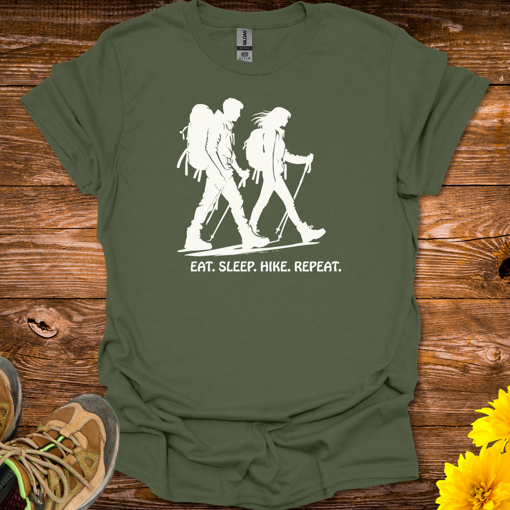 Eat Sleep Hike Repeat T-Shirt - Military Green