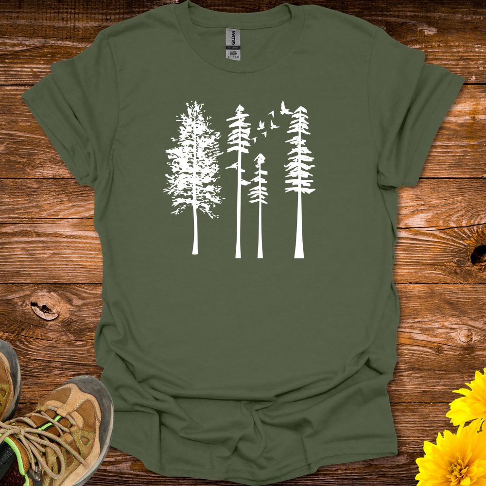 Birds In The Trees T-Shirt - Military Green