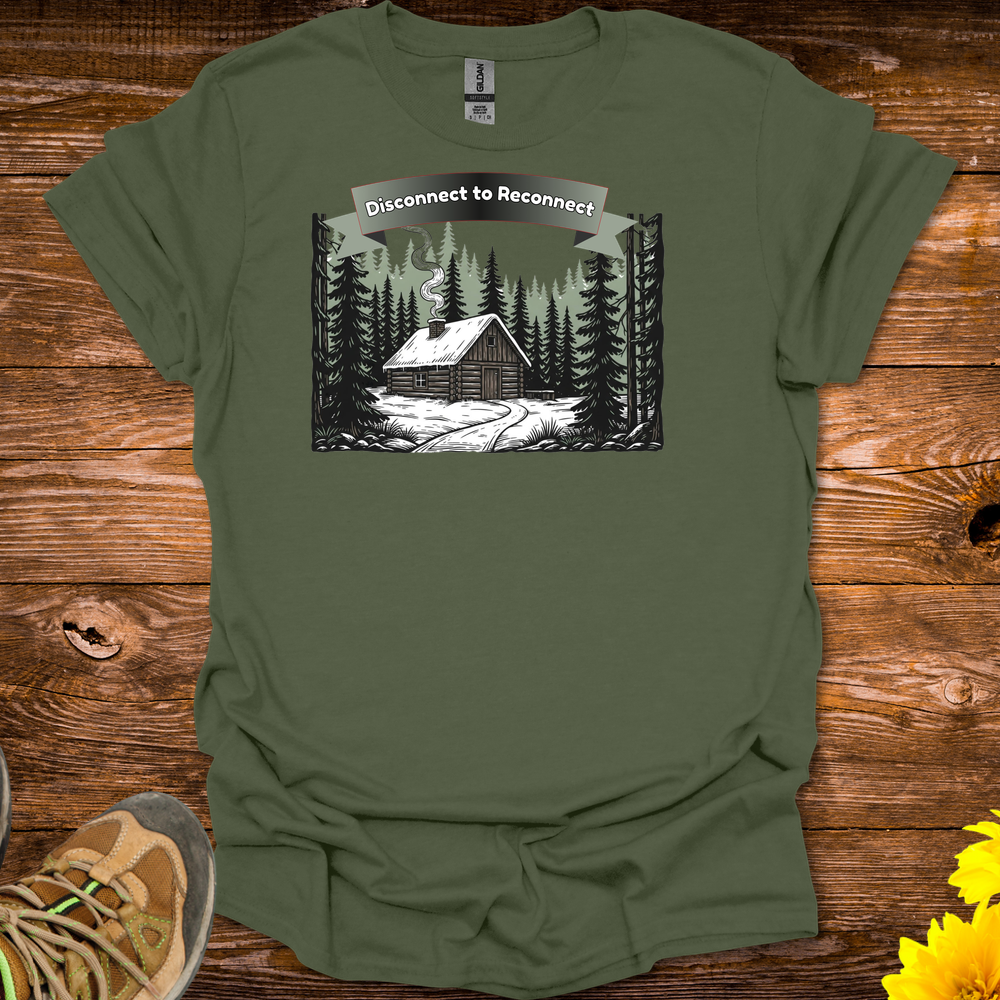 Disconnect To Reconnect T-Shirt - Military Green