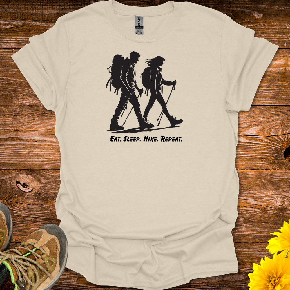 Eat Sleep Hike Repeat T-Shirt - Natural