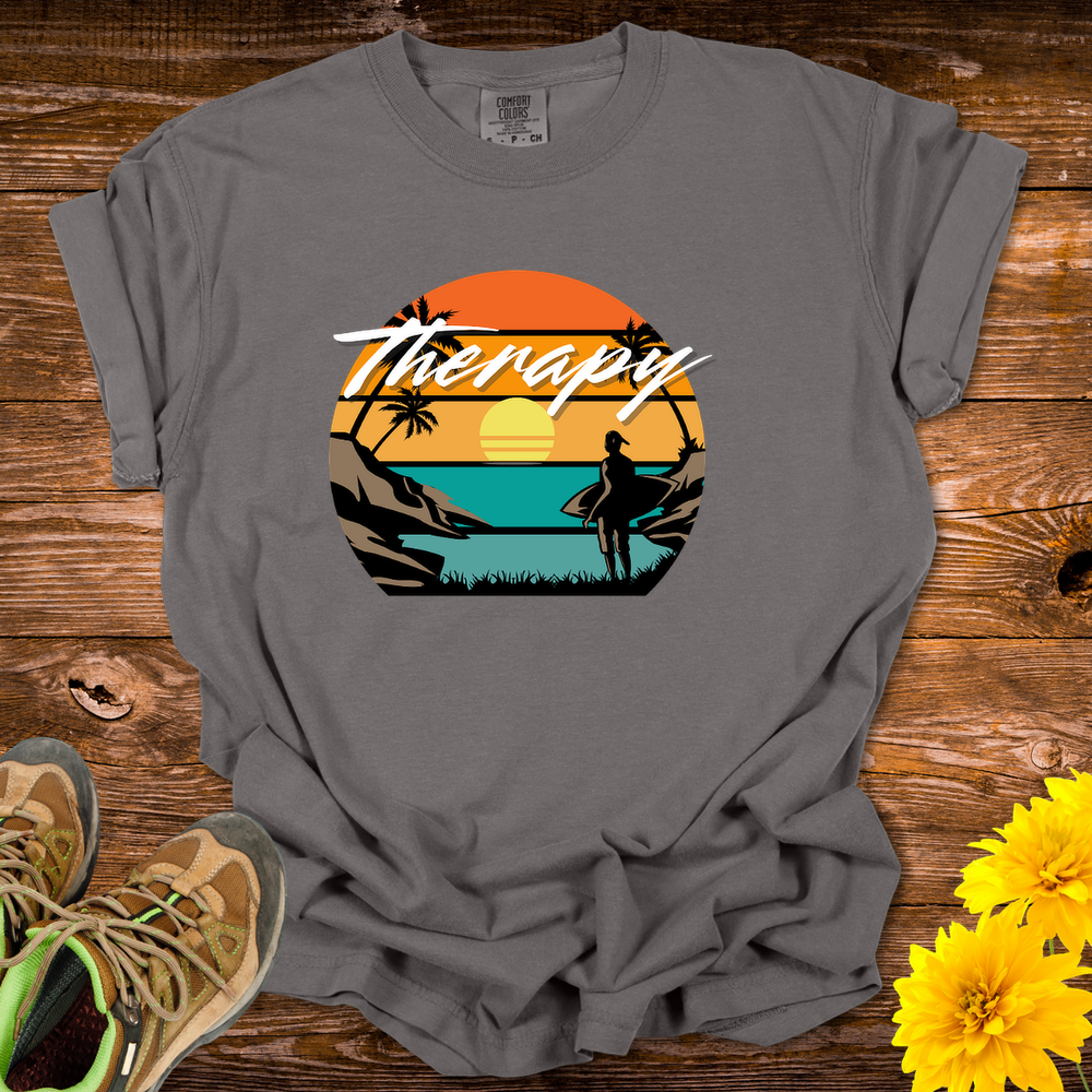 Surfing Therapy T-Shirt - Unisex Garment-Dyed - Pepper