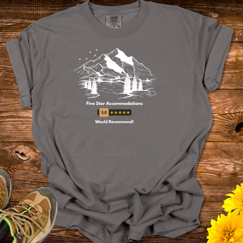 Five Star Mountain Accommodations T-Shirt - Pepper