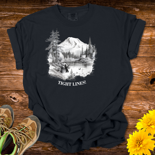 Fishing Vibes T-Shirt - Tight Lines Great Times Design - Black