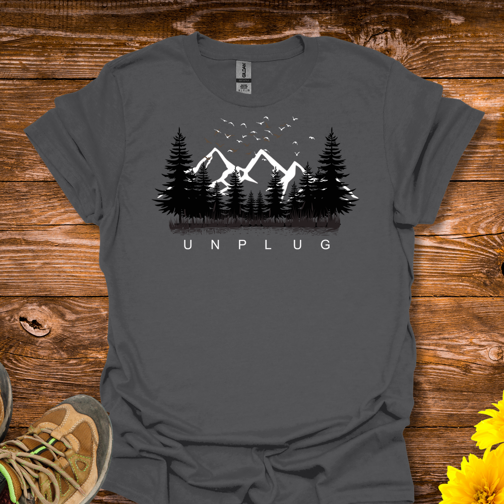 Unplug from the Daily Grind T-Shirt - Charcoal
