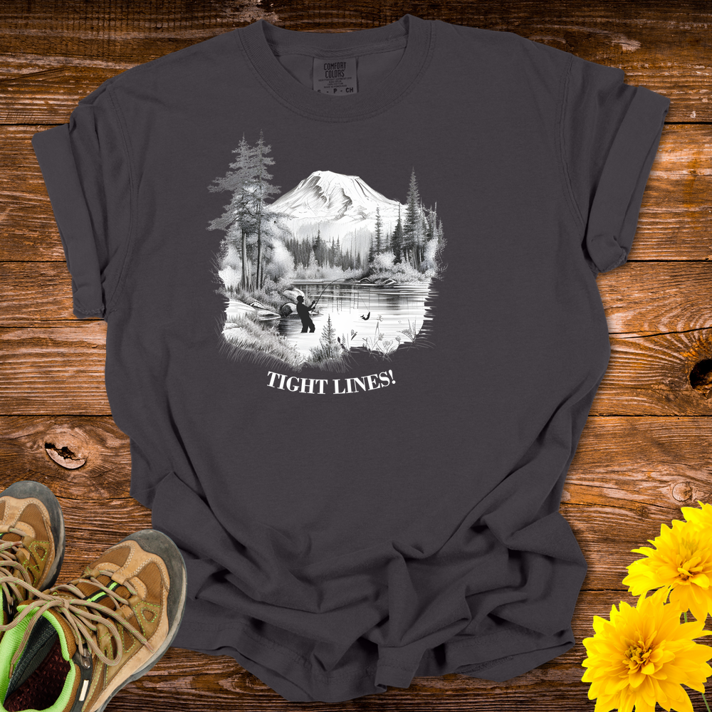 Fishing Vibes T-Shirt - Tight Lines Great Times Design - Graphite