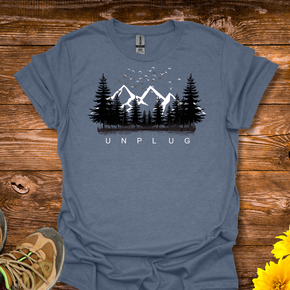 Unplug from the Daily Grind T-Shirt - Heather Indigo