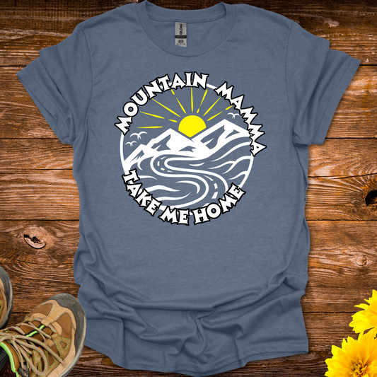 Mountain Momma T Shirt - Heather Indigo