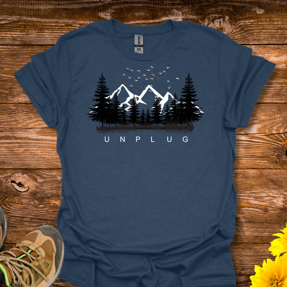 Unplug from the Daily Grind T-Shirt - Heather Navy