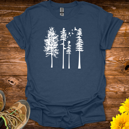 Birds In The Trees T-Shirt - Heather Navy