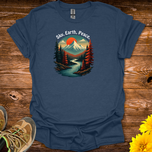 Sky Earth Peace T-Shirt - Heather Navy