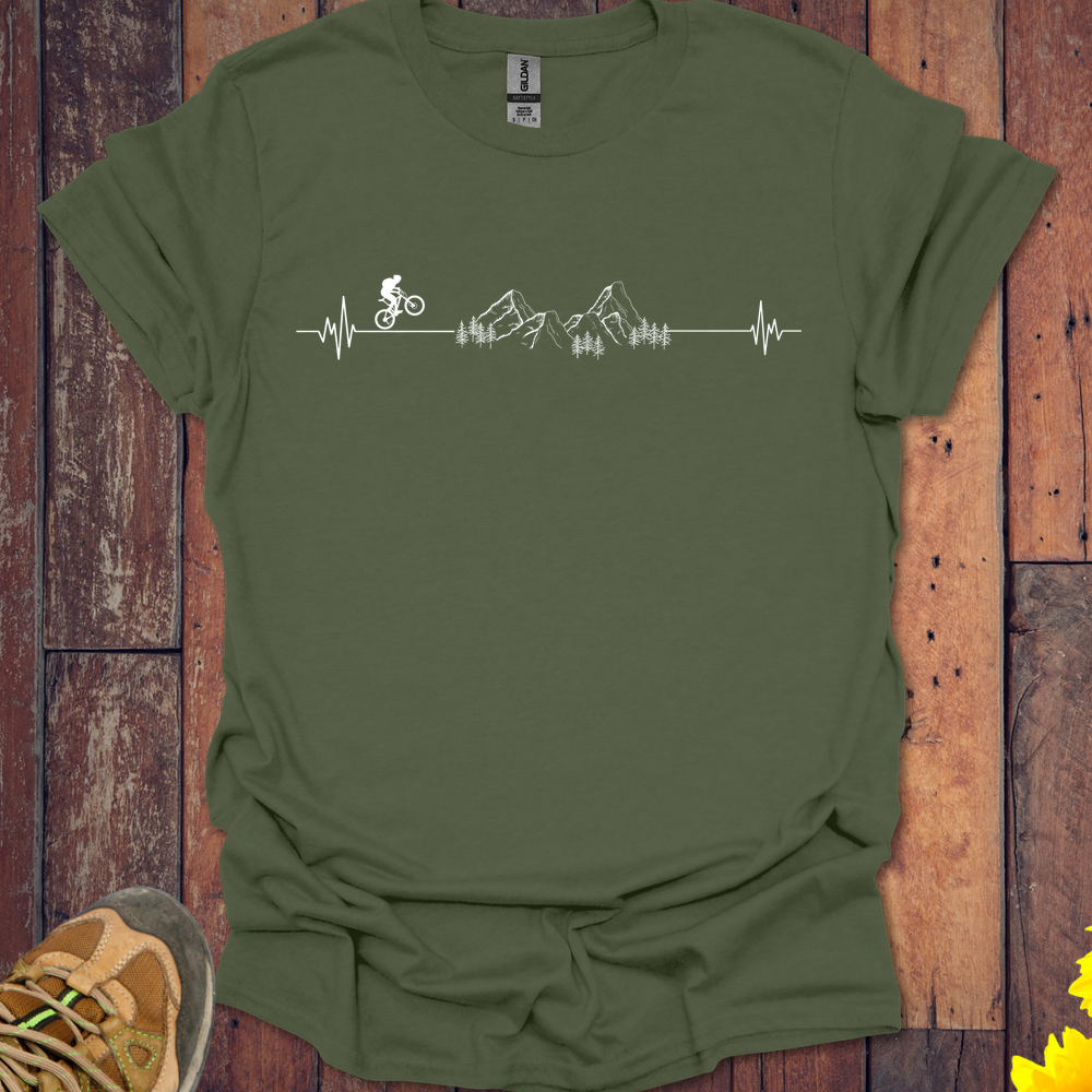 Heart Beat Of The Mountains T Shirt - Military Green