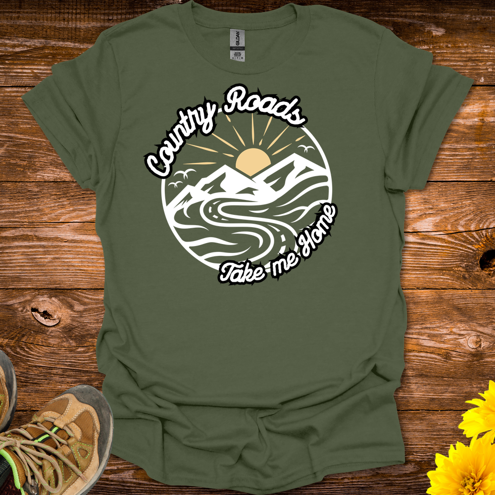 Country Roads T-Shirt - Military Green